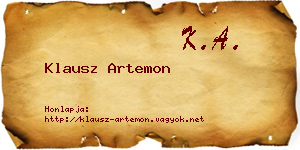 Klausz Artemon névjegykártya
